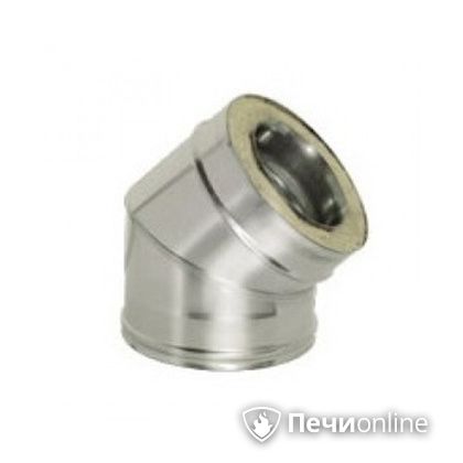 Дымоход Дымок Колено 45° с изоляцией 0,8 мм. OТFR45 200/280 в Пскове