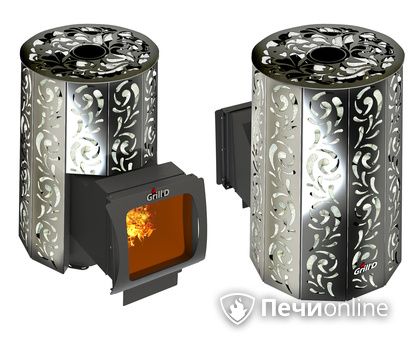 Дровяная печь-каменка GrillD Violet window long Max Жадеит 100 в Пскове