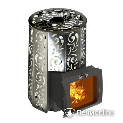 Дровяная печь-каменка GrillD Violet window short Max Жадеит 80 в Пскове
