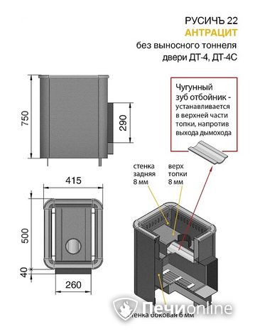 Дровяные печи-каменки Везувий Русичъ Антрацит 22 (ДТ-4) без выноса в Пскове