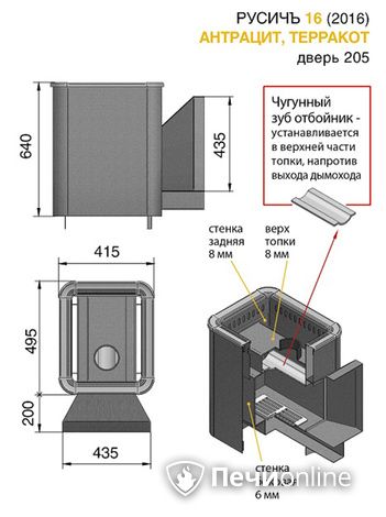 Дровяные печи-каменки Везувий Русичъ Антрацит 16 (205) 2016 в Пскове