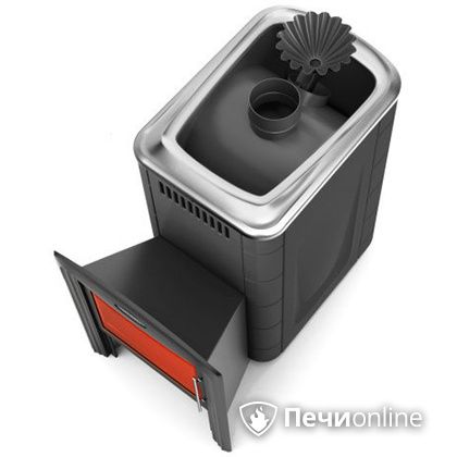 Дровяная банная печь TMF Ангара 2012 Carbon Витра с закрытой каменкой антрацит в Пскове