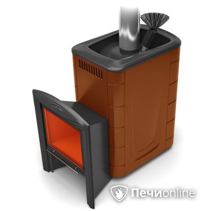 Дровяная банная печь TMF Гейзер 2014 Inox Витра  Терракота в Пскове