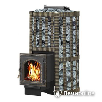 Дровяная банная печь Везувий Ураган Ковка 22 (270) с закрытой каменкой чугун в Пскове
