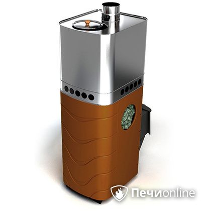 Дровяная банная печь TMF Бирюса 2013 Carbon терракота с закрытой каменкой в Пскове